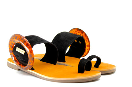 ΓΥΝΑΙΚΕΙΑ ΔΕΡΜΆΤΙΝΑ ΣΑΝΔΑΛΙΑ ΜΑΥΡΑ LES TROPEZIENNES