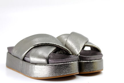 flatforms ασημί παντόφλες