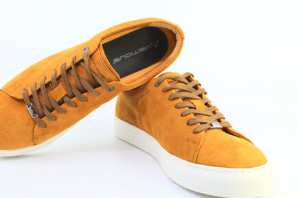 ανδρικά δερμάτινα μουσταρδί sneakers AMBITIOUS