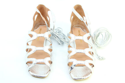 δερμάτινα ασημί σανδάλια GOLD & ROUGE