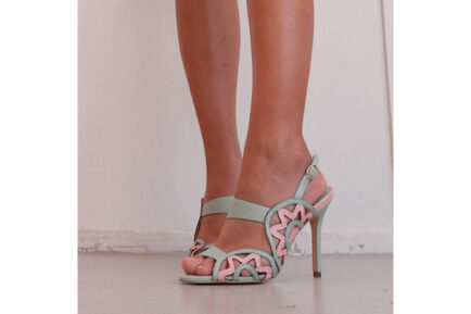 δερμάτινα πράσινα πέδιλα GOLD & ROUGE σε απόχρωση μέντα