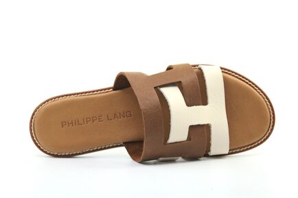 δερμάτινα ταμπά μπεζ σανδάλια PHILIPPE LANG