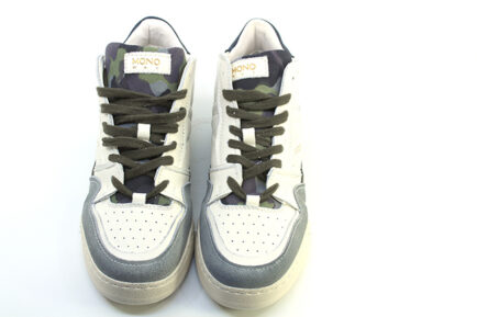 ανδρικά δερμάτινα λευκά γκρι sneakers μποτάκια MONOWAY