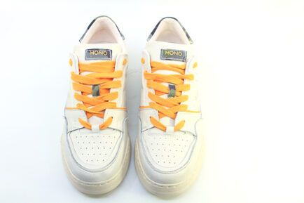 ανδρικά δερμάτινα λευκά γκρι sneakers μποτάκια δετά MONOWAY