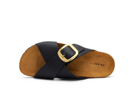 frau μαύρες παντόφλες δερμάτινες 2