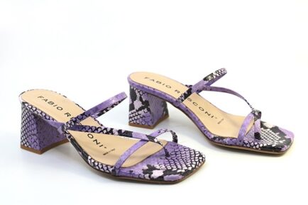 FABIO RUSCONI ΔΕΡΜΑΤΙΝΑ MULES μωβ snake print