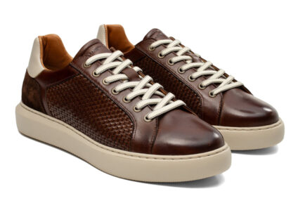 Δερμάτινα ανδρικά sneakers καφέ ambitious