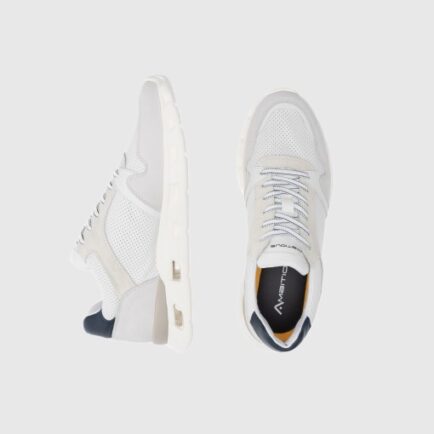 ανδρικά ανατομικά δερμάτινα sneakers λευκά