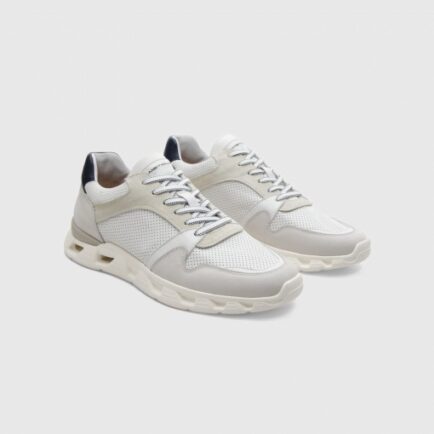 ανδρικά ανατομικά δερμάτινα sneakers λευκά