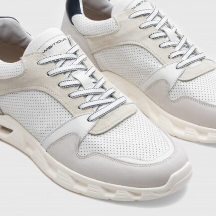 ανδρικά ανατομικά δερμάτινα sneakers λευκά