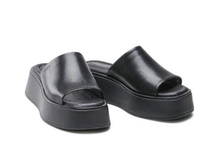 vagabond δερμάτινα sliders παντόφλες μαύρες