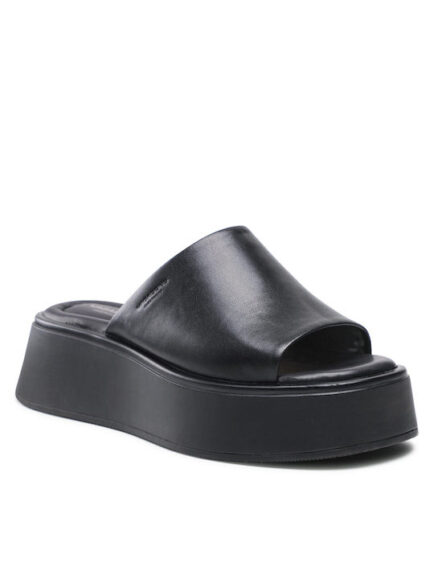 vagabond δερμάτινα sliders παντόφλες μαύρες