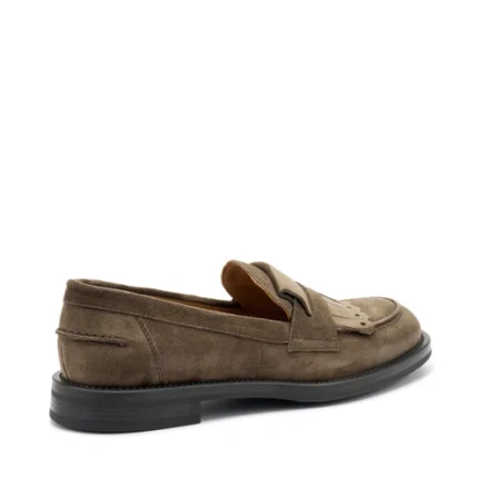 γυναικεία καστόρινα μοκασίνια με φράτζα μπέζ FRAU