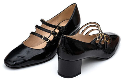 fabio Rusconi Δερμάτινες γόβες από μαλακό naplak δέρμα με μπαρετες μαύτες