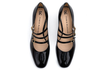 fabio Rusconi Δερμάτινες γόβες από μαλακό naplak δέρμα με μπαρετες μαύτες