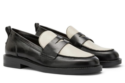Δερμάτινα γυναικεία loafers CARMENS ασπρόμαυρα ΜLIBRA CLAM A48116D066