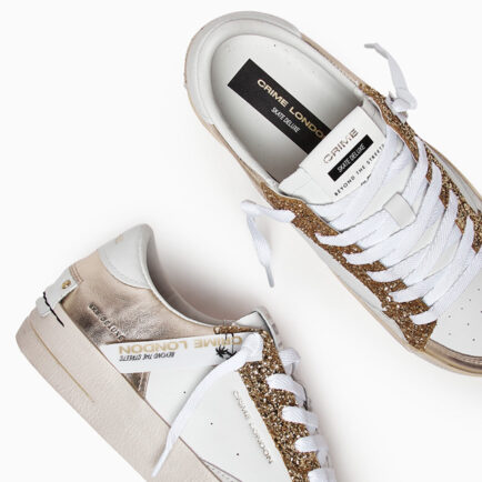 crime london sneaker glitter gold λευκά