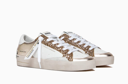 crime london sneaker glitter gold λευκά