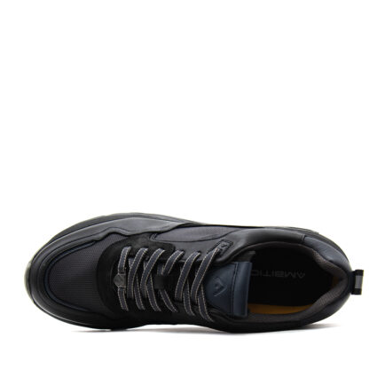 ambitious ανδρικα δερμάτινα sneakers μαύρα strider