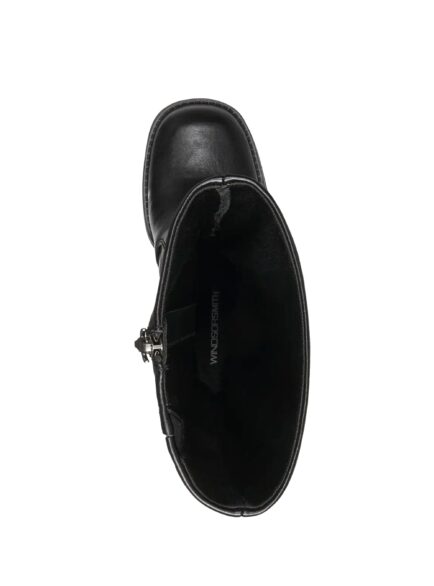 μαύρα δερμάτινα μποτες windsor smith με τακουνι και φιάπα