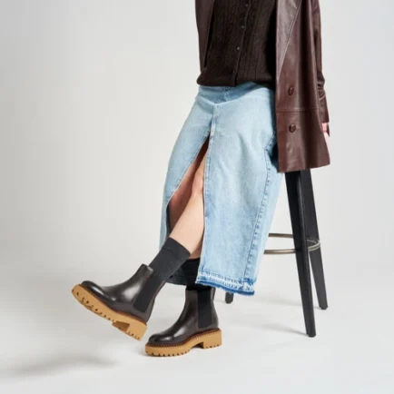 γυναικεία δερμάτινα μποτακια αστραγαλου frau boots brown fw25