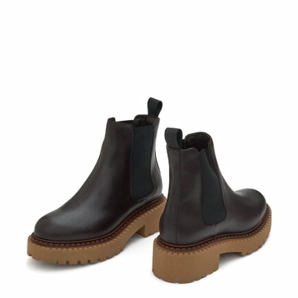 γυναικεία δερμάτινα μποτακια αστραγαλου frau boots brown fw25