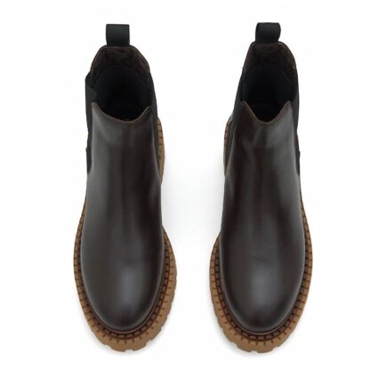 γυναικεία δερμάτινα μποτακια αστραγαλου frau boots brown fw25