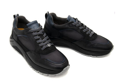 ambitious ανδρικα δερμάτινα sneakers μαύρα strider