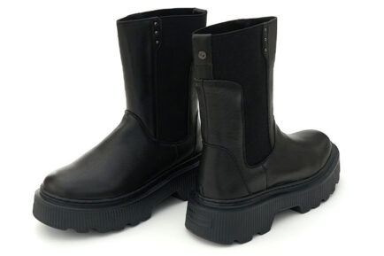 janet&janet μαύρα δερμάτινα μποτάκια 3