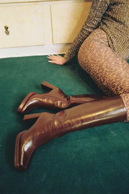 Jeffrey campbell δερμάτινες ψηλοτακουνες ταμπά μποτες