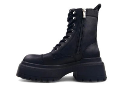 μαύρα δερμάτινα αρβυλάκια windsor smith destroy 1044