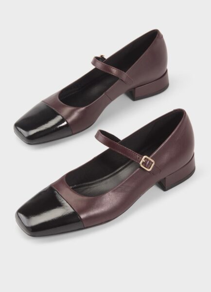 μπαλαρινες μπορντω με μπαρέτα δερμάτινες