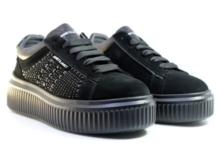 δερμάτινα γυναικεία sneakers μαύρα janet&janet
