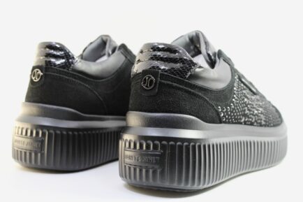 δερμάτινα γυναικεία sneakers μαύρα janet&janet