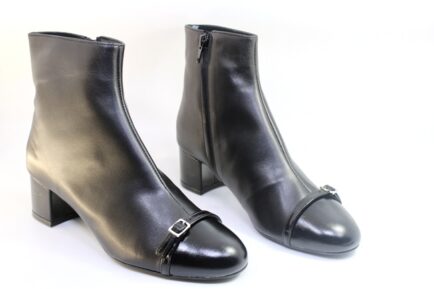 δερμάτινα γυναικεία μποτάκια μαύρα με χαμηλο τακουνι Frau