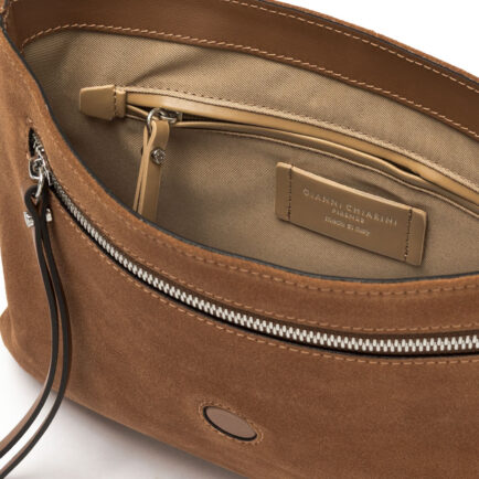 καστόρινη τσάντα χειρως και ώμου gianni chiarini καφέ