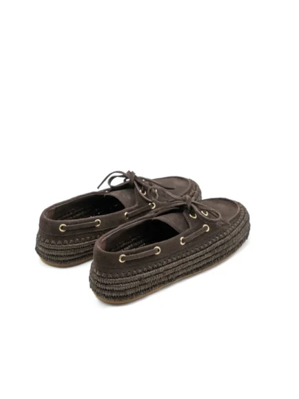 paloma barcelo μοκασίνια καφέ με κορδονια σουέντ