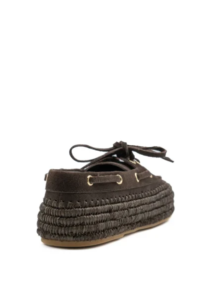 paloma barcelo μοκασίνια καφέ με κορδονια σουέντ