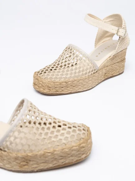 πλατφόρμες εσπαντριγιες palomitas μπέζ με σχοινι γιούτα