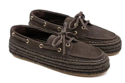 paloma barcelo μοκασίνια καφέ με κορδονια σουέντ