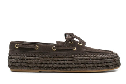 paloma barcelo μοκασίνια καφέ με κορδονια σουέντ