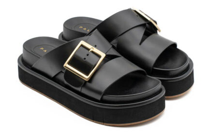 palomitas πλατφόρμες slides μαύρες δερμάτινες