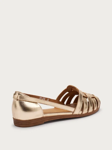 Frau χρυσα δερματινα φλατ μπαλαρινες