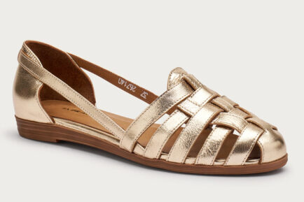 Frau χρυσα δερματινα φλατ μπαλαρινες