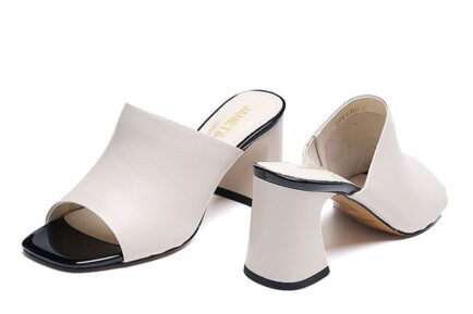 janet janet δερμάτινα σπρομαυρα μαύρα mules