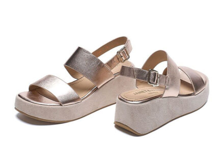 anet janet δερμάτινα πεδιλα πλατφόρμες χρυσες