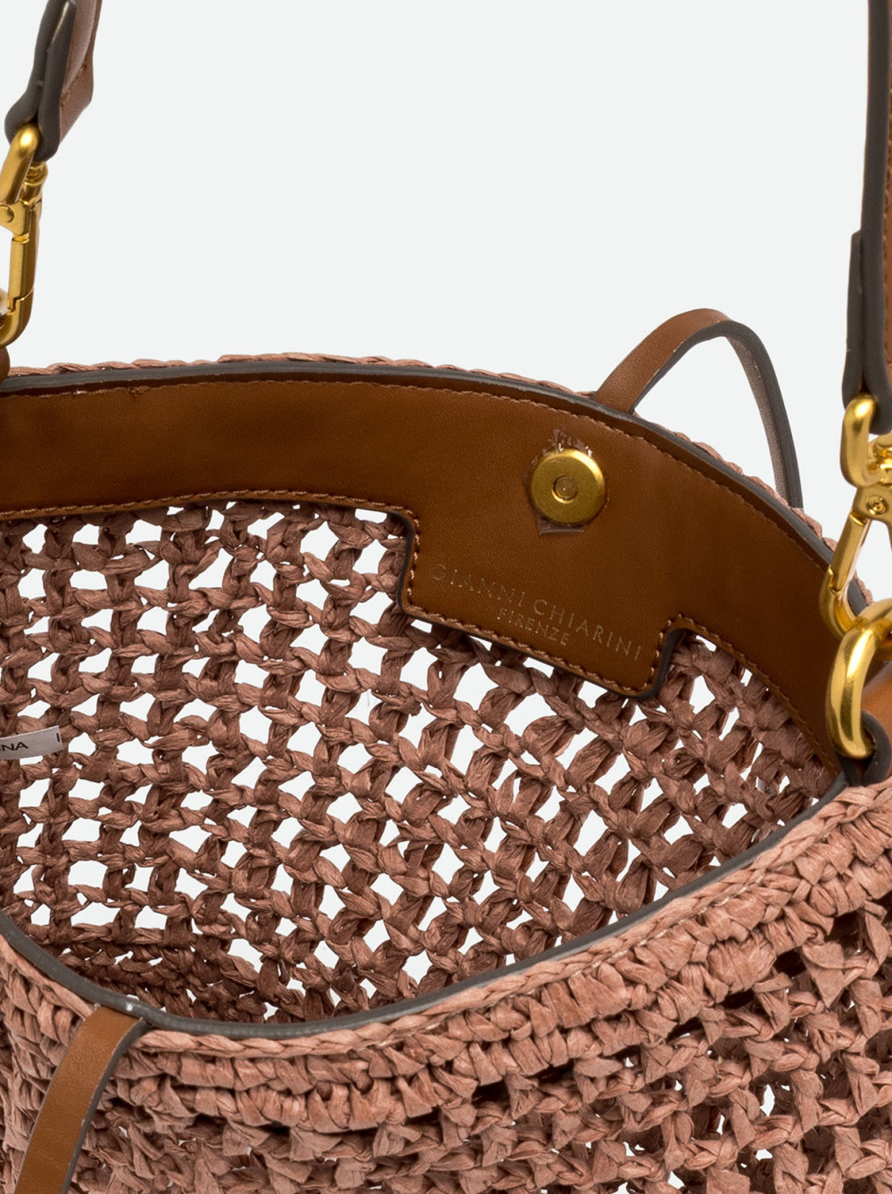 gianni chiarini nefeli ψαθινη πλεκτη bucket roze