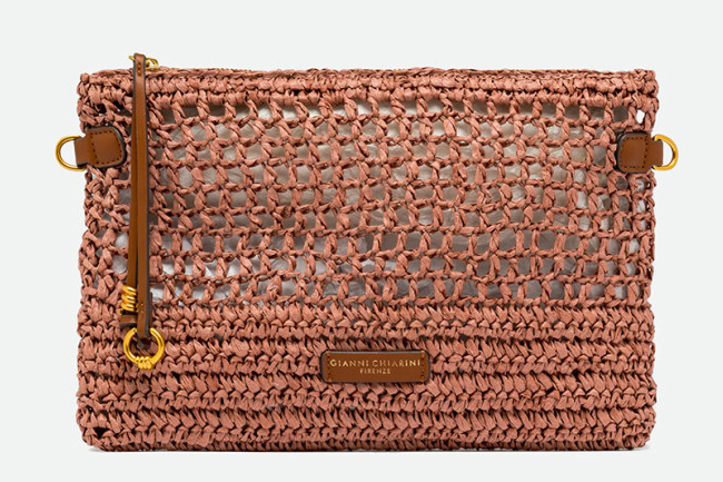 paloma gianni chiarini ψαθινη πλεκτος φακελος μπεζ