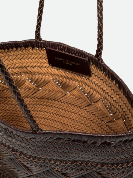 gianni chiarini δερματινη πλεκτη τσαντα ώμου σκουρο καφε ok 21